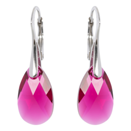 Zilveren Oorbellen - Swarovski Kristal Elements - Robijn Rood - Anti Allergisch