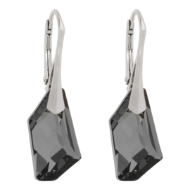 Zilveren Oorbellen Swarovski Kristal Elements De-art Graphite 18MM