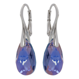 Zilveren Oorbellen - Kristal - Tanzanite Paars Blauw - 16MM - Anti Allergisch