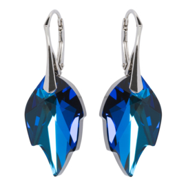 Zilveren Oorbellen - Swarovski Kristal Elements -  Bermuda Blauw