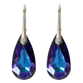 Zilveren Oorbellen -Swarovski Kristal Elements- Heliotrope Paars Blauw - 24MM