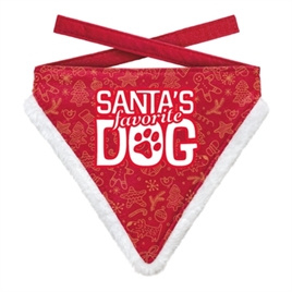 KERST BANDANA SANTA'S FAVORITE DOG POOT ROOD 12-16 CM 10X13 CM