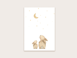 Ansichtkaart konijntjes met sterren