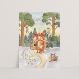 Ansichtkaart Sinterklaas in het bos