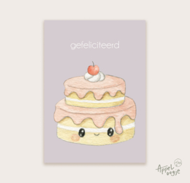 Ansichtkaart kawaii gefeliciteerd