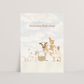 Ansichtkaart welcome little ones (tweeling/twins)