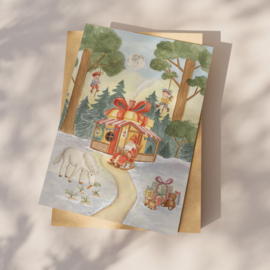 Ansichtkaart Sinterklaas in het bos