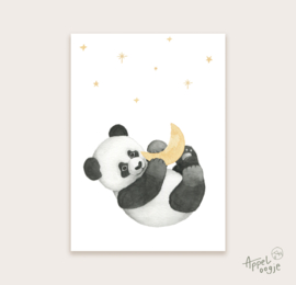 Ansichtkaart panda met maan