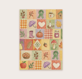 Ansichtkaart patchwork herfst