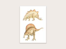Ansichtkaart Spinosaurus en Stegosaurus
