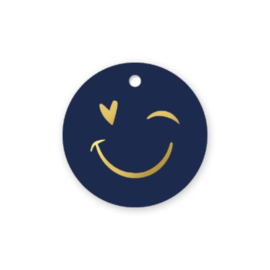 Smiley blauw - kadolabel