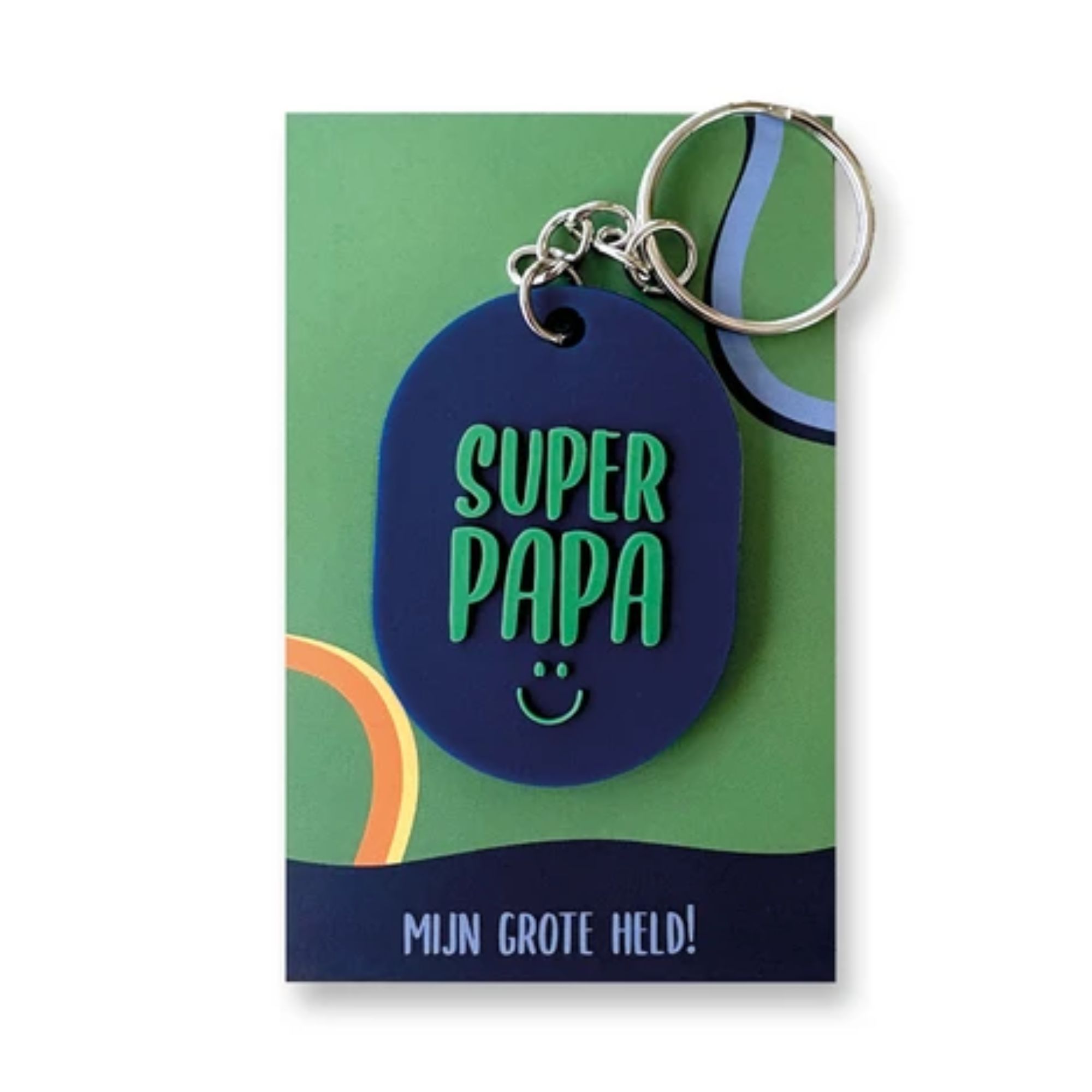 Sleutelhanger Super papa - blauw/groen