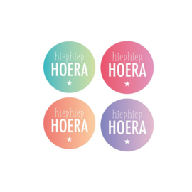 Hiep hiep hoera assorti kleur - sticker