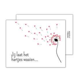 Jij laat het hartjes waaien.. - kaart