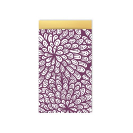 Kadozakje bloemenprint paars/goud met elegante glans