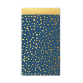 Kadozakje confetti blauw/goud, luxe feestprint