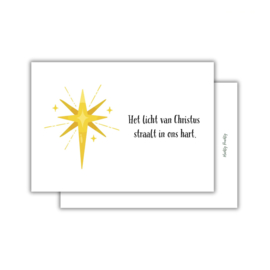 Het licht van Christus straalt in ons hart – christelijke kerstkaart