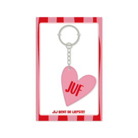 Sleutelhanger hart “Juf” – lief bedankje