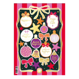 Feestdagen kleurrijk -  kerst stickervel