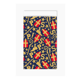 Mijterfeest blauw kadozakje 12x19 cm – Sinterklaas