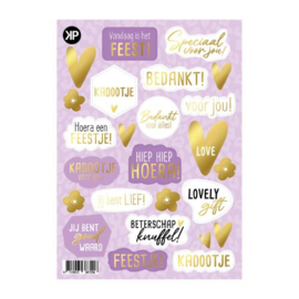 Stickervel lila goudfolie