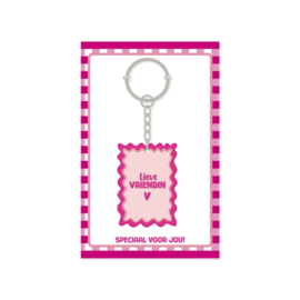 Lieve Vriendin Sleutelhanger – Roze & Lief