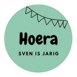 Hoera Naam leeftijd - slinger gepersonaliseerde sticker