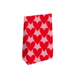 Giftbag hartjes - roze/rood
