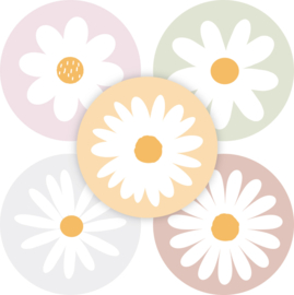 Stickers bloemen pastel, Wit bloemmotief 