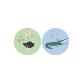Sticker - Krokodil en struisvogel