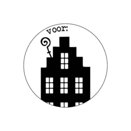 Sint sticker “Voor…” – Amsterdams Grachtenhuisje, Cadeauversiering