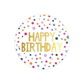 Sticker happy birthday – vrolijke kleuren