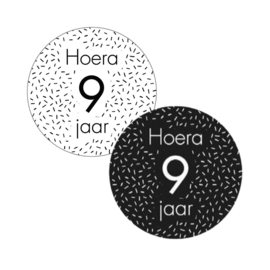 Hoera 9 jaar - sticker
