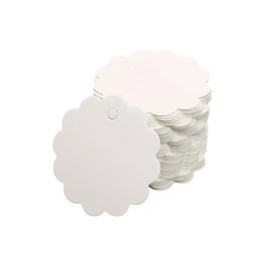 Witte, rond label met schelpenrand - kadolabel