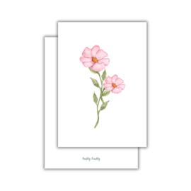 Roze bloemen - wenskaart