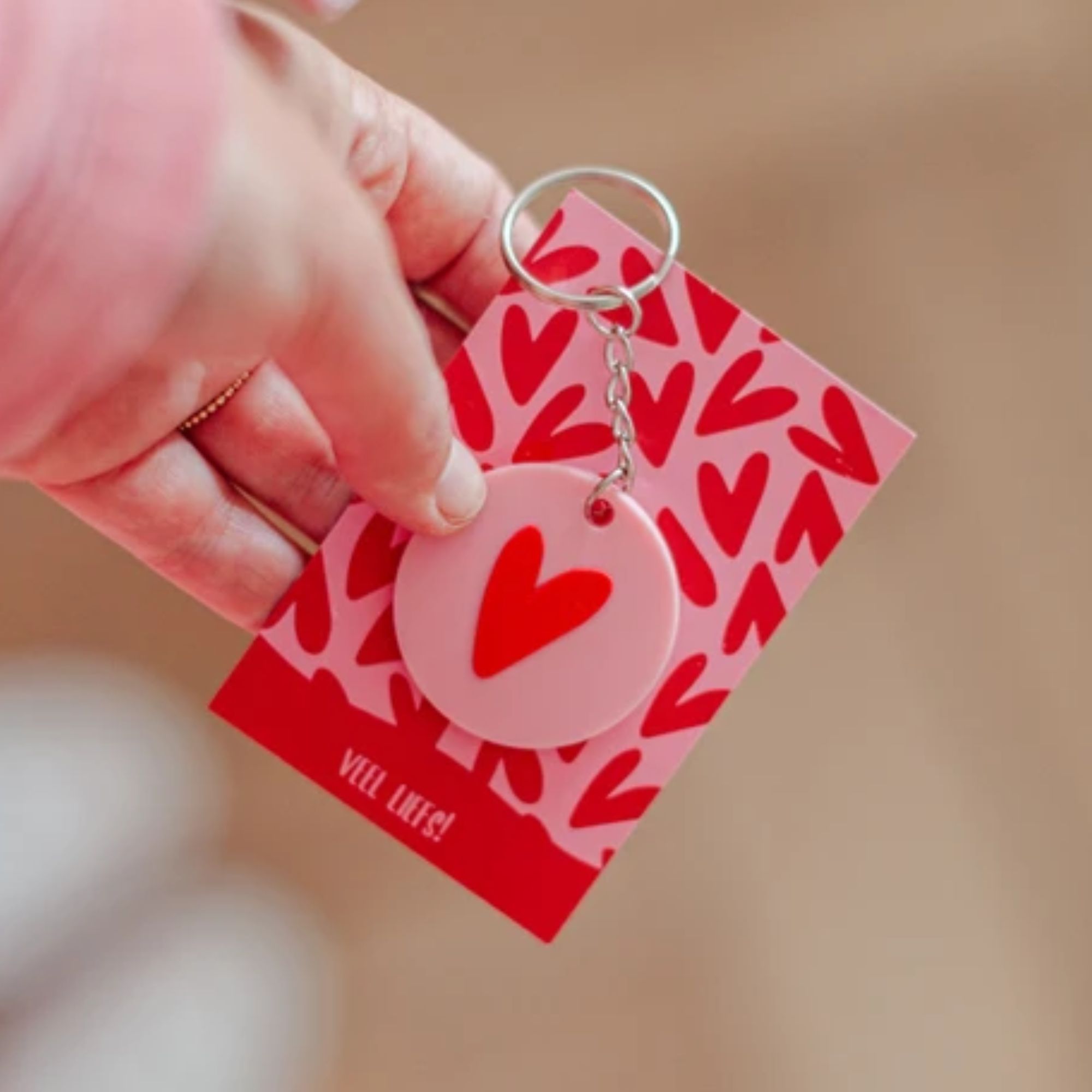 Sleutelhanger Hartje – rood & roze liefde