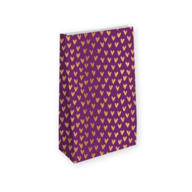 Paars met hartjes - blokbodemzakje