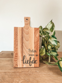 Rechthoekige, houten borrelplank – Boter, Kaas en Liefde