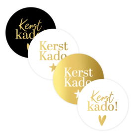 Sticker “kerstkado” goud/zwart of goud/wit