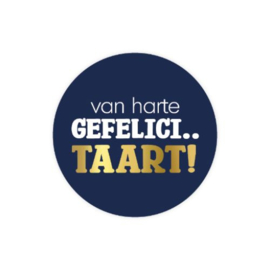 Stickers van harte gefelici.. taart – blauw
