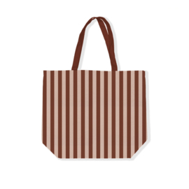 Mokka streepjes -  canvas tas