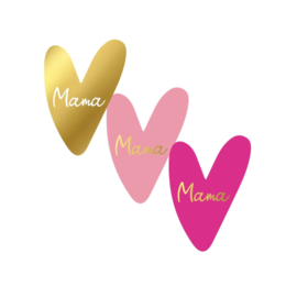 Hartje Sticker “Mama” – Roze met Goud