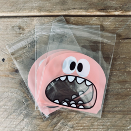 Zacht roze monster - traktatie zakje