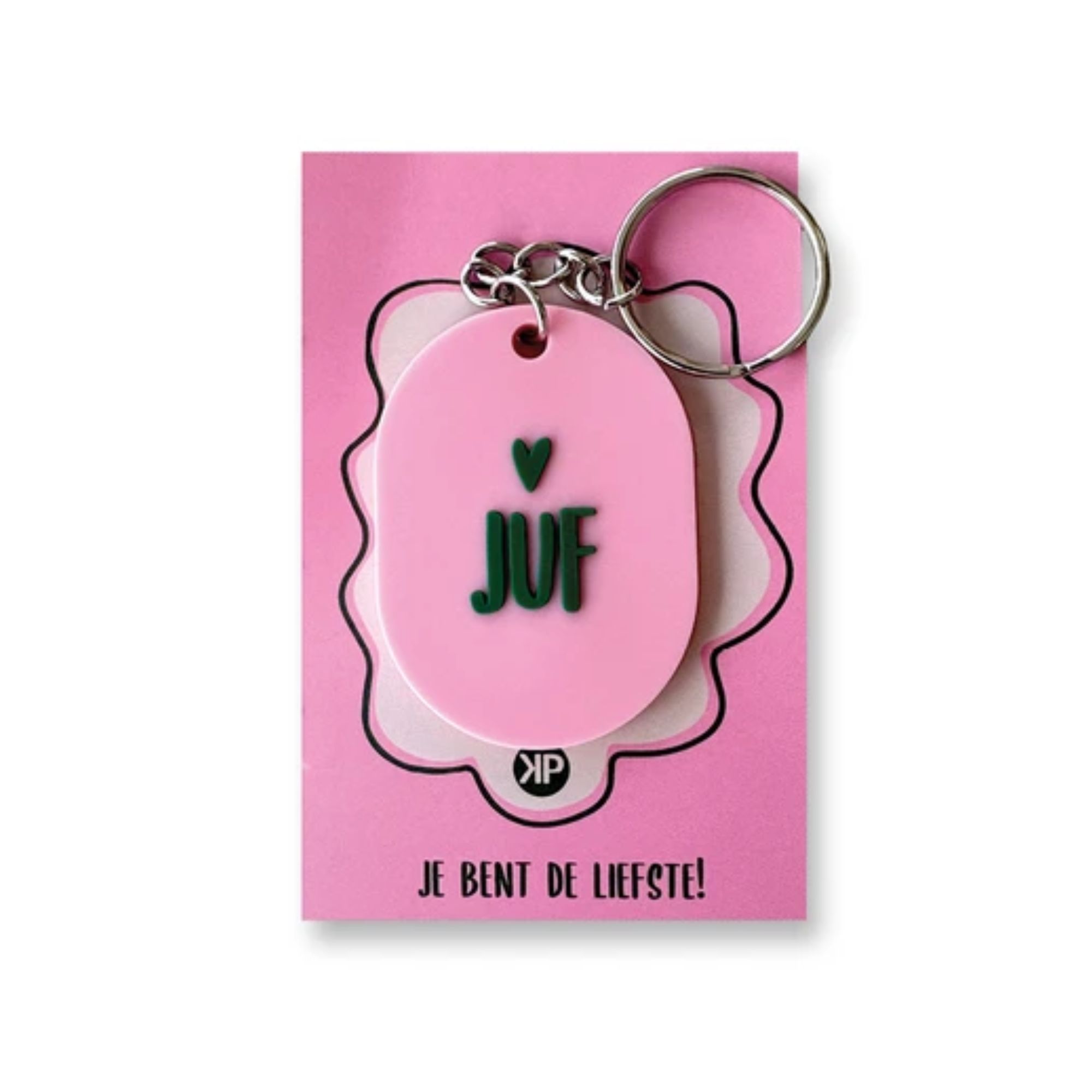 Sleutelhanger juf - roze
