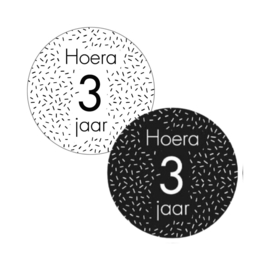 Hoera 3 jaar  - sticker