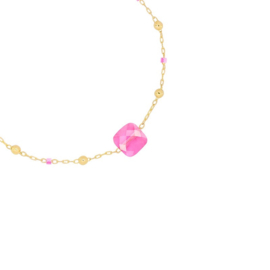 Square Pink | Bracelet | Gold