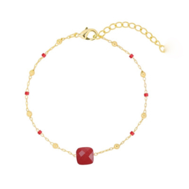 Square Red | Bracelet | Gold