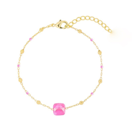 Square Pink | Bracelet | Gold