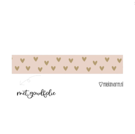Gouden hartjes roze | Washi/Masking Tape | Goldfoil