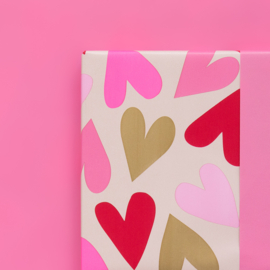 Big Hearts Roze/Goud | Inpakzakjes L | 5 stuks